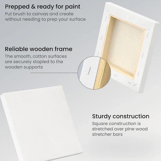 Arteza® 6" x 6" White Stretched Canvases, 12ct.